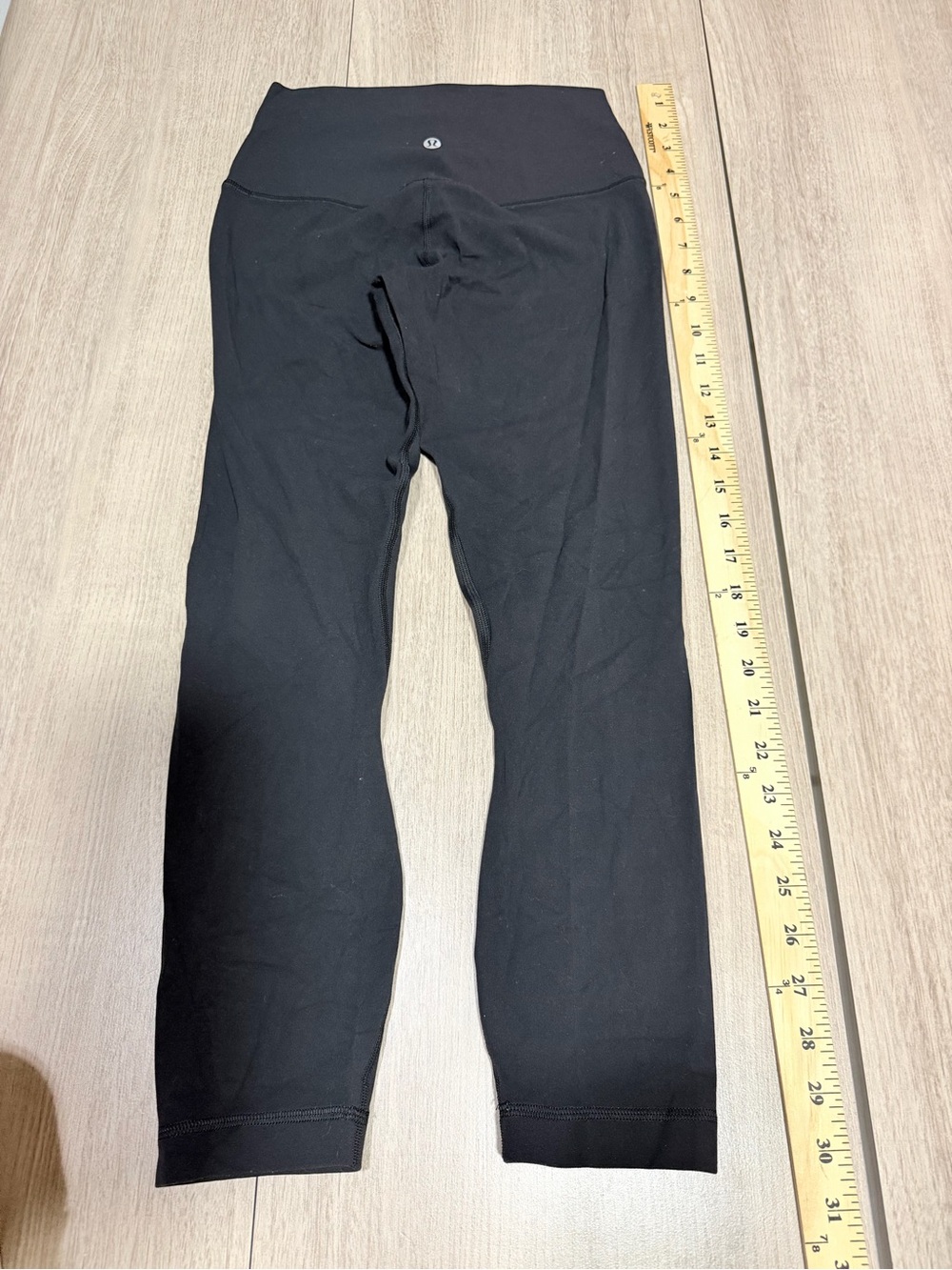 lululemon athletica Black Cropped Leggings with Back Logo